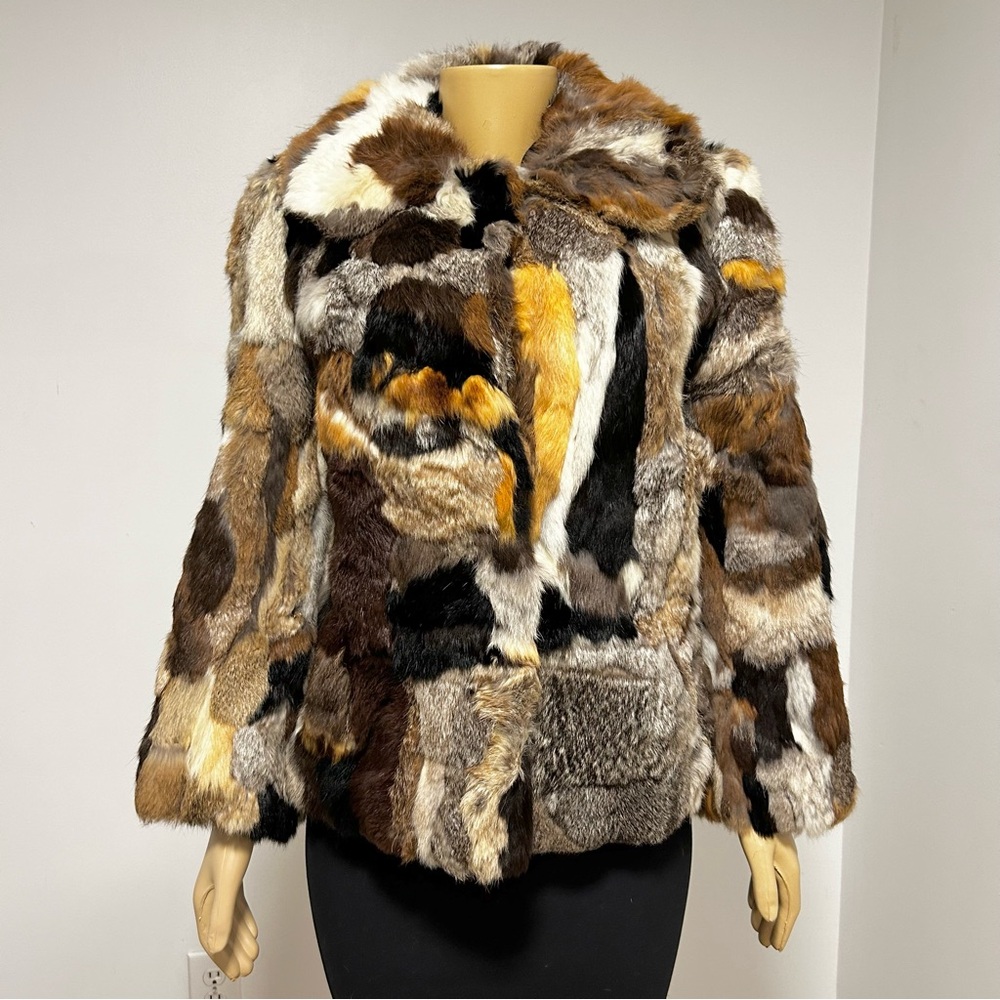 Vintage Multicolor Patchwork Fur Jacket